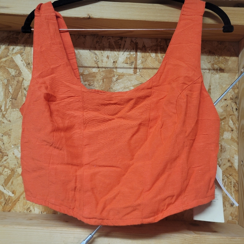 Midnight Sky NWT Orange Sleeveless Women's Top Linen Blend Size XL